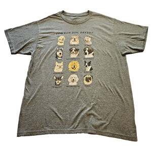 Headline Common Dog Breeds with Funny Nick-Names T-Shirt Gray Size L